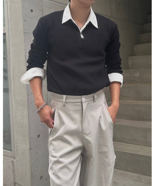 Otte(オッテ)の「ハーフジップルーズフィットニット(ニット/セーター・メンズ・ブラック・MEDIUM/X-LARGE/LARGE)」の2枚目の写真
