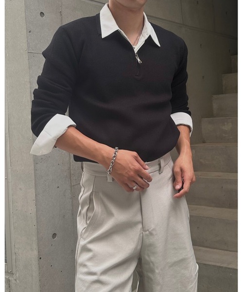 Otte(オッテ)の「ハーフジップルーズフィットニット(ニット/セーター・メンズ・ブラック・MEDIUM/X-LARGE/LARGE)」の4枚目の写真