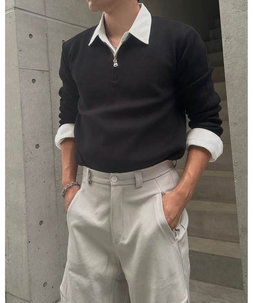Otte(オッテ)の「ハーフジップルーズフィットニット(ニット/セーター・メンズ・ブラック・MEDIUM/X-LARGE/LARGE)」の3枚目の写真