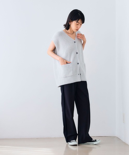 CROSS FUNCTION（クロスファンクション）の「《洗える》スパンコールフェザーニットベスト【CROSS FUNCTION/クロスファンクション】（ベスト・レディース・グレー/オフホワイト/モカ・LL/M/L）」の6枚目の写真