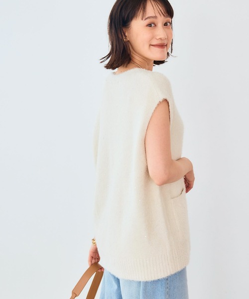 CROSS FUNCTION（クロスファンクション）の「《洗える》スパンコールフェザーニットベスト【CROSS FUNCTION/クロスファンクション】（ベスト・レディース・グレー/オフホワイト/モカ・LL/M/L）」の19枚目の写真