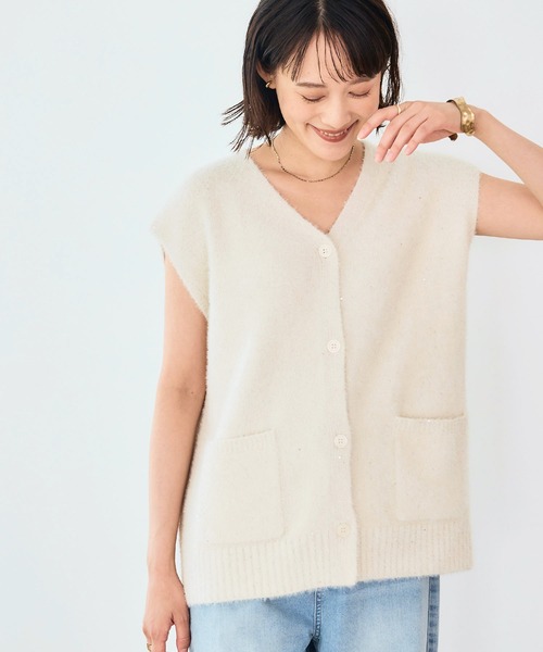 CROSS FUNCTION（クロスファンクション）の「《洗える》スパンコールフェザーニットベスト【CROSS FUNCTION/クロスファンクション】（ベスト・レディース・グレー/オフホワイト/モカ・LL/M/L）」の17枚目の写真