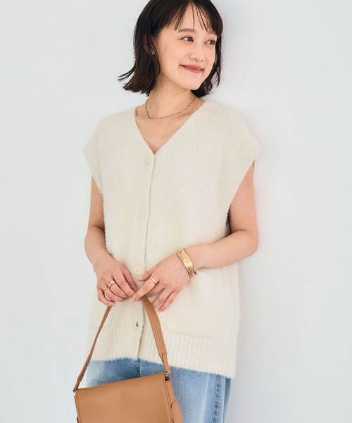 CROSS FUNCTION（クロスファンクション）の「《洗える》スパンコールフェザーニットベスト【CROSS FUNCTION/クロスファンクション】（ベスト・レディース・グレー/オフホワイト/モカ・LL/M/L）」の16枚目の写真