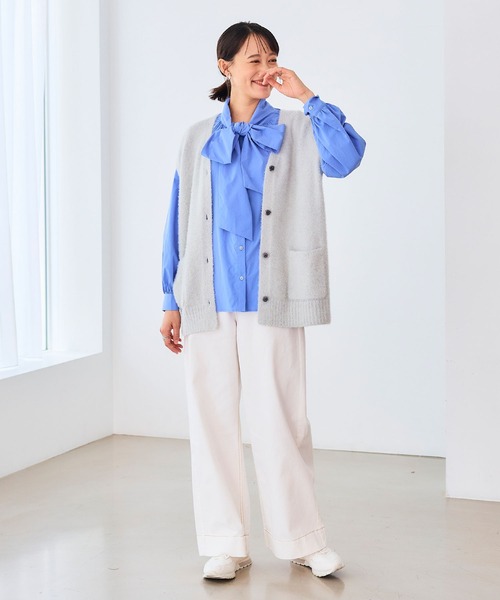 CROSS FUNCTION（クロスファンクション）の「《洗える》スパンコールフェザーニットベスト【CROSS FUNCTION/クロスファンクション】（ベスト・レディース・グレー/オフホワイト/モカ・LL/M/L）」の11枚目の写真