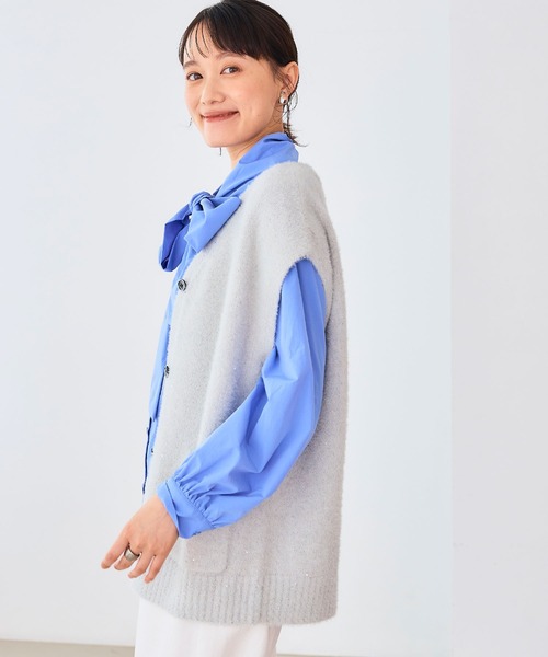 CROSS FUNCTION（クロスファンクション）の「《洗える》スパンコールフェザーニットベスト【CROSS FUNCTION/クロスファンクション】（ベスト・レディース・グレー/オフホワイト/モカ・LL/M/L）」の13枚目の写真