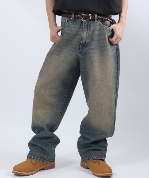 EDWIN（エドウィン）の「EDWIN（エドウィン）ヴィンテージウォッシュ ワイドストレートデニムパンツ/ジーンズ メンズ レディース ユニセックス（デニムパンツ・メンズ・ブルー系2/ブラック系2/ブルー系3/ブラック系1/ブルー系1・XS/S/M/L/XL）」の4枚目の写真