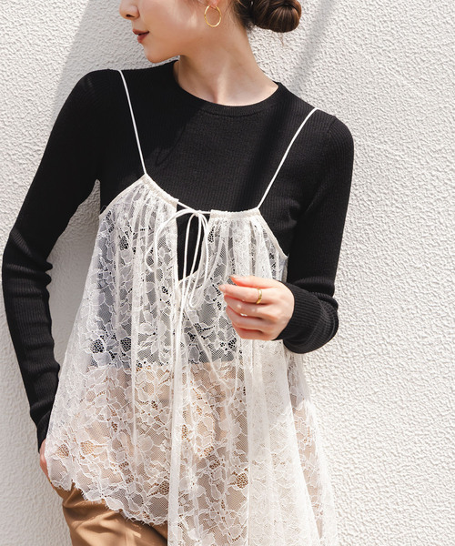 Noble（ノーブル）の「《追加》リブクルーネックニット（ニット/セーター・レディース・ホワイト/ブラック/ブラウン/ライトイエロー・FREE）」の14枚目の写真