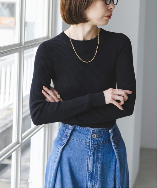 Noble（ノーブル）の「《追加》リブクルーネックニット（ニット/セーター・レディース・ホワイト/ブラック/ブラウン/ライトイエロー・FREE）」の10枚目の写真