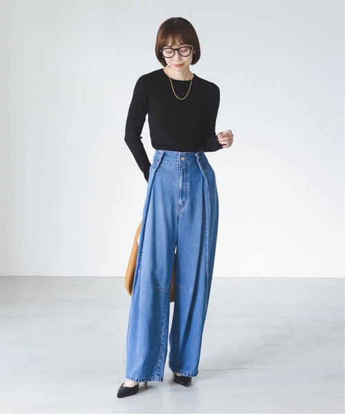 Noble（ノーブル）の「《追加》リブクルーネックニット（ニット/セーター・レディース・ホワイト/ブラック/ブラウン/ライトイエロー・FREE）」の9枚目の写真