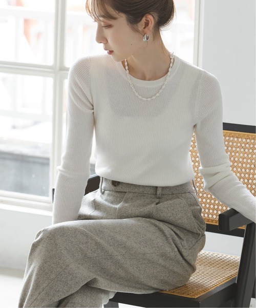 noble リブクルーネックニット セール】《追加》リブクルーネックニット（ニット/セーター）｜NOBLE