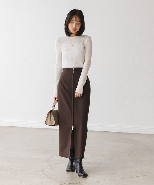 Noble（ノーブル）の「《追加》リブクルーネックニット（ニット/セーター・レディース・ホワイト/ブラック/ブラウン/ライトイエロー・FREE）」の19枚目の写真