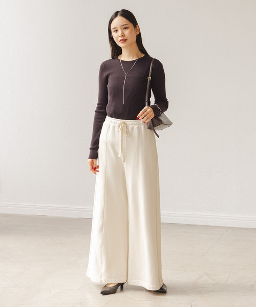 Noble（ノーブル）の「《追加》リブクルーネックニット（ニット/セーター・レディース・ホワイト/ブラック/ブラウン/ライトイエロー・FREE）」の6枚目の写真