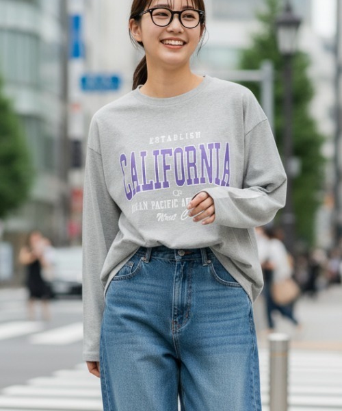 Ocean Pacific(オーシャンパシフィック)の「【OP:オーピー】レディースロゴ長袖Tシャツ ロングTシャツ(Tシャツ/カットソー・レディース・ヘザーグレー/ベージュ/グリーン/ホワイト・LARGE/X-LARGE/MEDIUM)」の2枚目の写真