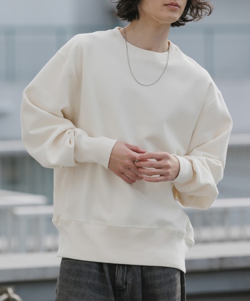 Healthknit（ヘルスニット）の「Healthknit/ヘルスニット LOCKER WEIGHT SWEAT CREW ドロップショルダー サイドパネル クルーネックスウェット（スウェット・メンズ・ブラック/グレー/アイボリー・L/XL/M）」の2枚目の写真