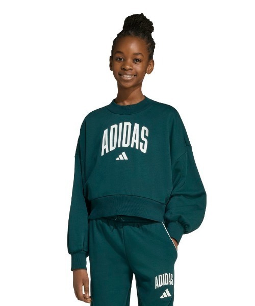 adidas(アディダス)の「アディダス adidas クルーネック スウェットシャツ(スウェット・キッズ・ダークパープル/ダークグリーン/レッド・130cm/140cm/150cm/160cm)」の1枚目の写真