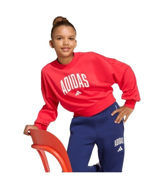 adidas(アディダス)の「アディダス adidas クルーネック スウェットシャツ(スウェット・キッズ・ダークパープル/ダークグリーン/レッド・130cm/140cm/150cm/160cm)」の13枚目の写真