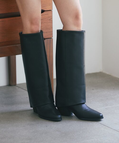 La boutique BonBon(ラブティックボンボン)の「【レメ】カバードロングブーツ(ブーツ・レディース・ブラック・36/39/37/38)」の3枚目の写真