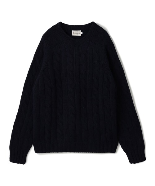 インバーアラン アランケーブルニット 美品 INVERALLAN ウールケーブル クルーネックプルオーバーニット