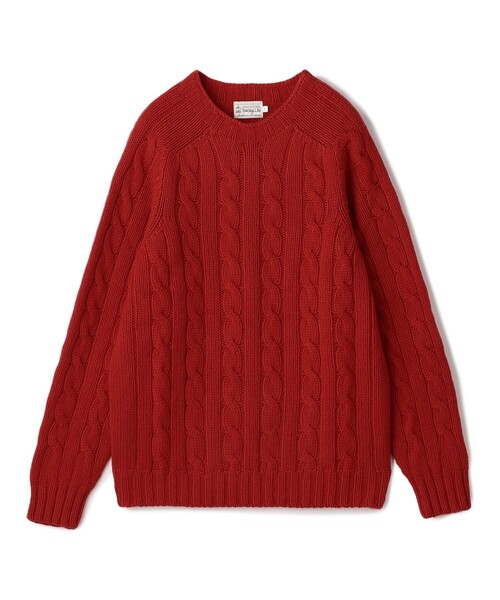 INVERALLAN（インバーアラン）の「INVERALLAN ウールケーブル クルーネックプルオーバーニット（ニット/セーター・メンズ・ネイビー/チャコールグレー/レッド/キャメル・44/42）」の4枚目の写真