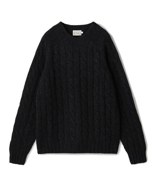 INVERALLAN（インバーアラン）の「INVERALLAN ウールケーブル クルーネックプルオーバーニット（ニット/セーター・メンズ・ネイビー/チャコールグレー/レッド/キャメル・44/42）」の2枚目の写真