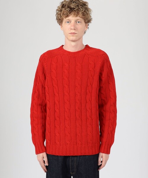 INVERALLAN ウールケーブル クルーネックプルオーバーニット（ニット