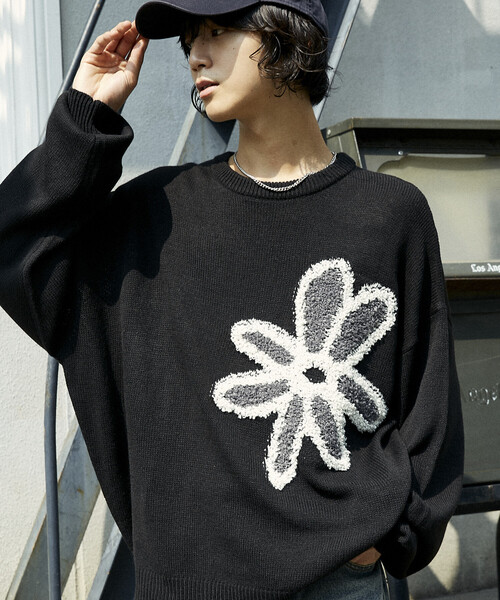 セール】PUBLUX/パブリュクス ブークレフラワープルオーバーニット