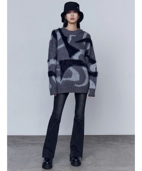 EMODA（エモダ）の「オーバーパターンニット（ニット/セーター・レディース・ライトグレー/ブラウン/グレー・FREE）」の6枚目の写真
