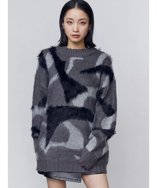 EMODA（エモダ）の「オーバーパターンニット（ニット/セーター・レディース・ライトグレー/ブラウン/グレー・FREE）」の8枚目の写真