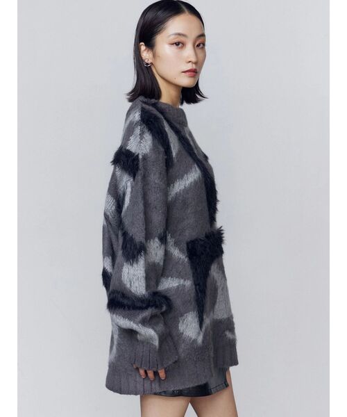 EMODA（エモダ）の「オーバーパターンニット（ニット/セーター・レディース・ライトグレー/ブラウン/グレー・FREE）」の9枚目の写真