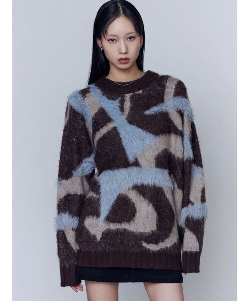 EMODA（エモダ）の「オーバーパターンニット（ニット/セーター・レディース・ライトグレー/ブラウン/グレー・FREE）」の14枚目の写真