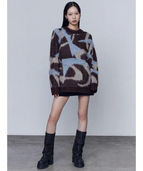 EMODA（エモダ）の「オーバーパターンニット（ニット/セーター・レディース・ライトグレー/ブラウン/グレー・FREE）」の15枚目の写真