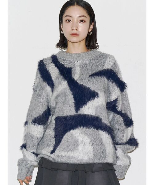 EMODA（エモダ）の「オーバーパターンニット（ニット/セーター・レディース・ライトグレー/ブラウン/グレー・FREE）」の17枚目の写真