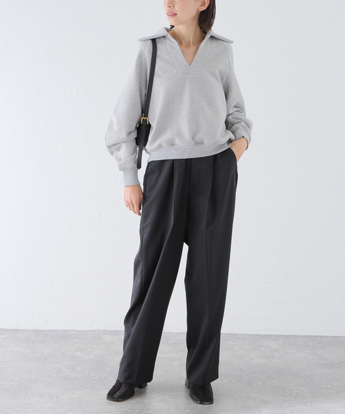 journal standard L'essage(ジャーナルスタンダードレサージュ)の「スウェットワイドカラープルオーバー(スウェット・レディース・ブラック/グレー・FREE)」の6枚目の写真