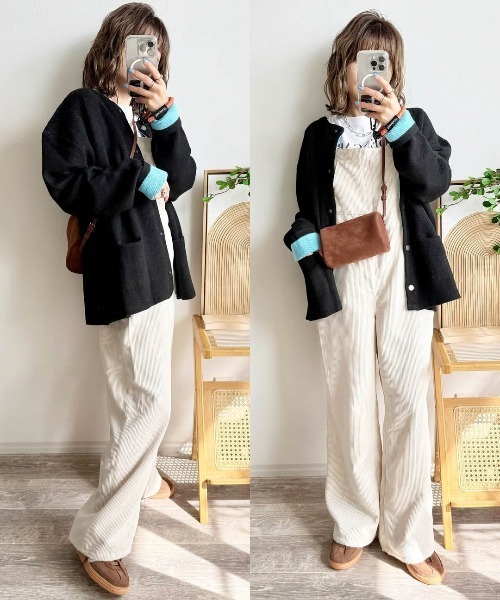 La-gemme（ラジェム）の「配色デザインニットカーディガン（カーディガン/ボレロ・レディース・グレー/ブラック/ベージュ/チャコール/ブラウン・フリー）」の14枚目の写真