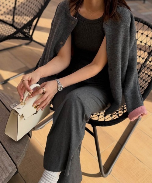 La-gemme（ラジェム）の「配色デザインニットカーディガン（カーディガン/ボレロ・レディース・グレー/ブラック/ベージュ/チャコール/ブラウン・フリー）」の10枚目の写真