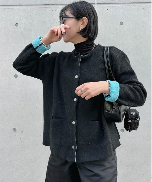 La-gemme（ラジェム）の「配色デザインニットカーディガン（カーディガン/ボレロ・レディース・グレー/ブラック/ベージュ/チャコール/ブラウン・フリー）」の21枚目の写真