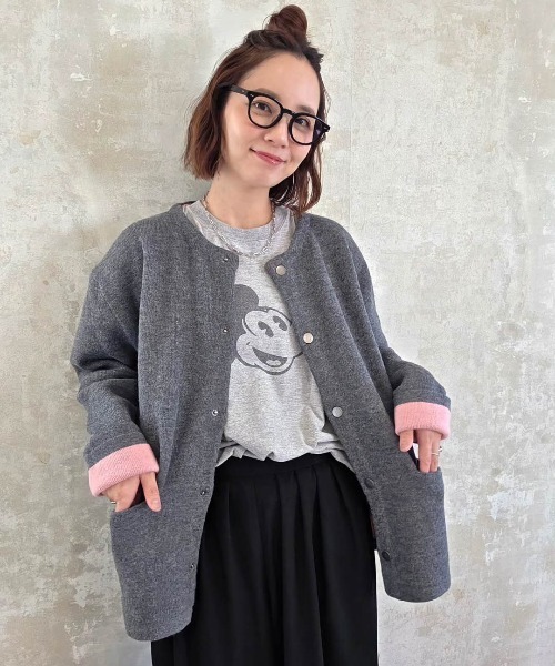 La-gemme（ラジェム）の「配色デザインニットカーディガン（カーディガン/ボレロ・レディース・グレー/ブラック/ベージュ/チャコール/ブラウン・フリー）」の7枚目の写真