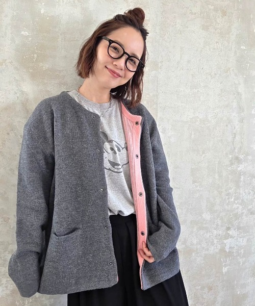 La-gemme（ラジェム）の「配色デザインニットカーディガン（カーディガン/ボレロ・レディース・グレー/ブラック/ベージュ/チャコール/ブラウン・フリー）」の6枚目の写真