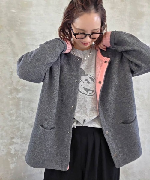 La-gemme（ラジェム）の「配色デザインニットカーディガン（カーディガン/ボレロ・レディース・グレー/ブラック/ベージュ/チャコール/ブラウン・フリー）」の8枚目の写真