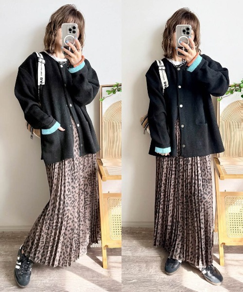 La-gemme（ラジェム）の「配色デザインニットカーディガン（カーディガン/ボレロ・レディース・グレー/ブラック/ベージュ/チャコール/ブラウン・フリー）」の15枚目の写真