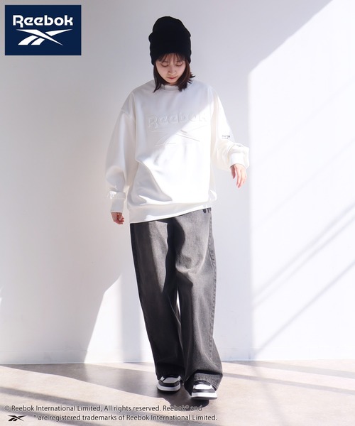 Reebok(リーボック)の「【Reebok/リーボック】ポンチ ロゴ エンボス プリント クルーネック プルオーバー(スウェット・メンズ・ネイビー/チャコールグレー/ホワイト/ブラック・LL/M/L)」の9枚目の写真