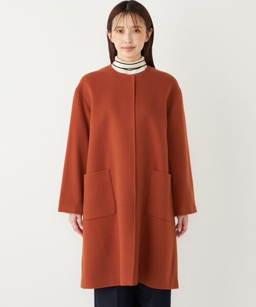 SHIPS Colors:SUPER100 ウール ノーカラー コート◇（ノーカラーコート