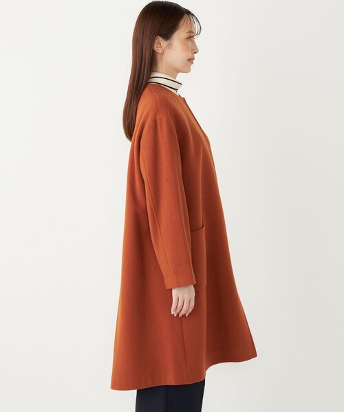 SHIPS Colors:SUPER100 ウール ノーカラー コート◇（ノーカラーコート