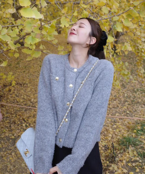 PROPORTION BODY DRESSING（プロポーションボディドレッシング）の「ウインター釦ＰＯＩＮＴカーディガン / 1215274101（カーディガン/ボレロ・レディース・グレー系その他/レッド/ホワイト系その他・FREE）」の12枚目の写真