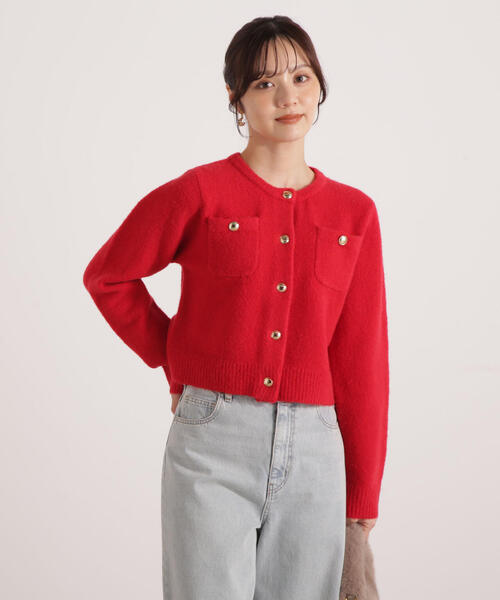 PROPORTION BODY DRESSING（プロポーションボディドレッシング）の「ウインター釦ＰＯＩＮＴカーディガン / 1215274101（カーディガン/ボレロ・レディース・グレー系その他/レッド/ホワイト系その他・FREE）」の10枚目の写真