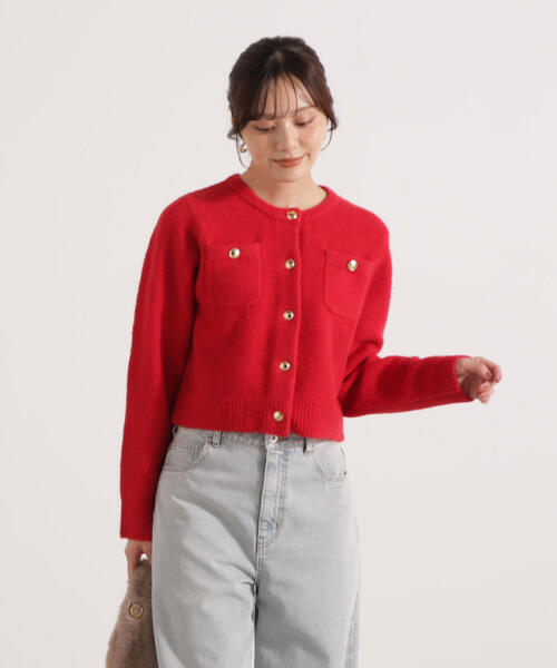 PROPORTION BODY DRESSING（プロポーションボディドレッシング）の「ウインター釦ＰＯＩＮＴカーディガン / 1215274101（カーディガン/ボレロ・レディース・グレー系その他/レッド/ホワイト系その他・FREE）」の9枚目の写真