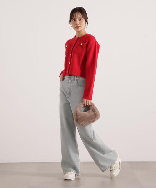 PROPORTION BODY DRESSING（プロポーションボディドレッシング）の「ウインター釦ＰＯＩＮＴカーディガン / 1215274101（カーディガン/ボレロ・レディース・グレー系その他/レッド/ホワイト系その他・FREE）」の8枚目の写真