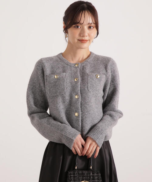 PROPORTION BODY DRESSING（プロポーションボディドレッシング）の「ウインター釦ＰＯＩＮＴカーディガン / 1215274101（カーディガン/ボレロ・レディース・グレー系その他/レッド/ホワイト系その他・FREE）」の2枚目の写真