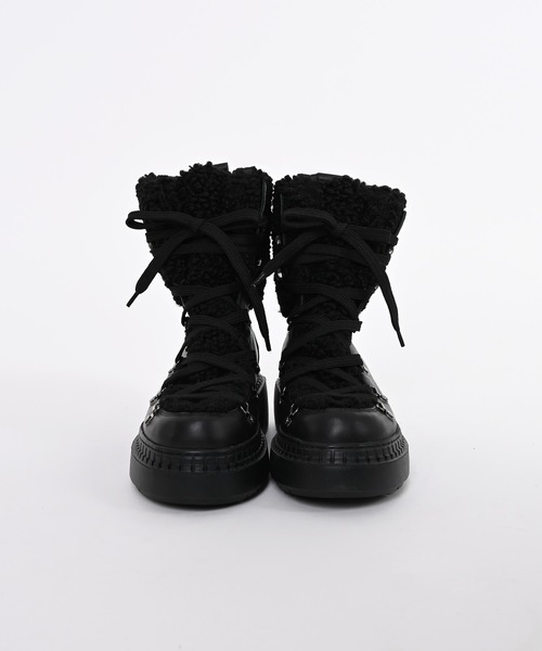 Narcissus（ナルシス）の「ボアレースアップブーツ（ブーツ・レディース・ブラック・36/37/38）」の2枚目の写真