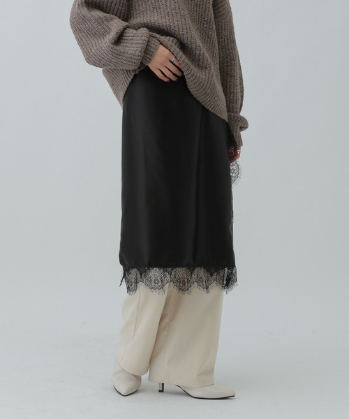 LEPSIM（レプシィム）の「サテンレーススカーフ　606657（ストール/ショール・レディース・ブラック/アイボリー・ONE SIZE）」の14枚目の写真